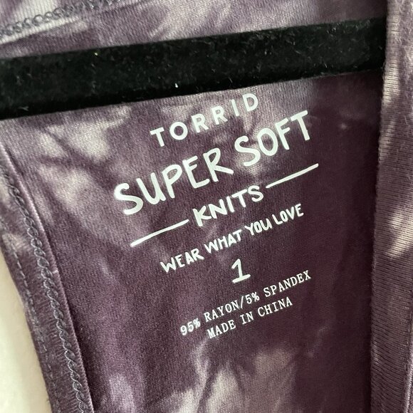 Torrid Sz 1X Soft Purple Tie Dye Belted Cropped Super Soft Culotte Jumpsuit NWT - Picture 12 of 16